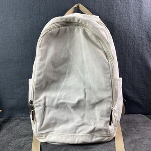 Straybirds & Yunuo Cotton Canvas Backpack School Bag Cream White Travel Daypack
